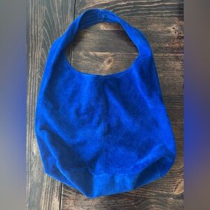 Genuine Suede Cobalt Blue Hobo Bag